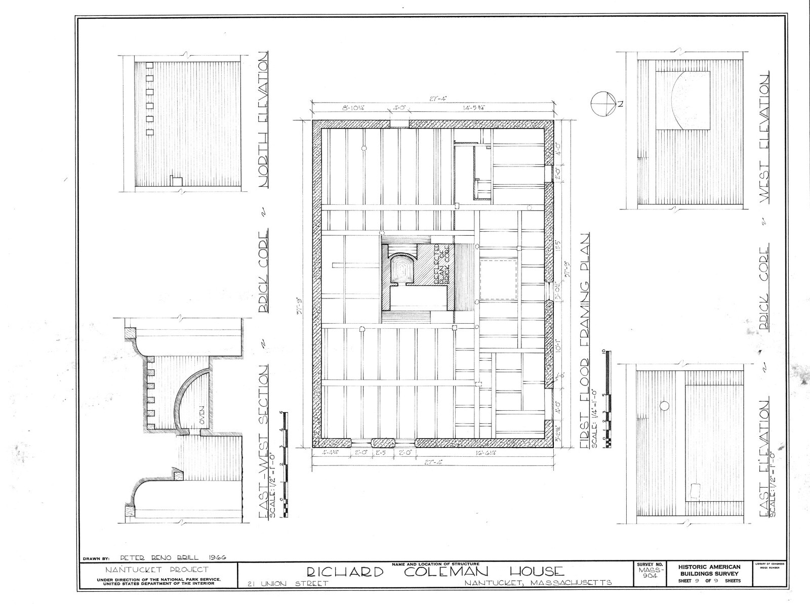 Colonial gambrel roof house plan, Early American, printed architectural drawings