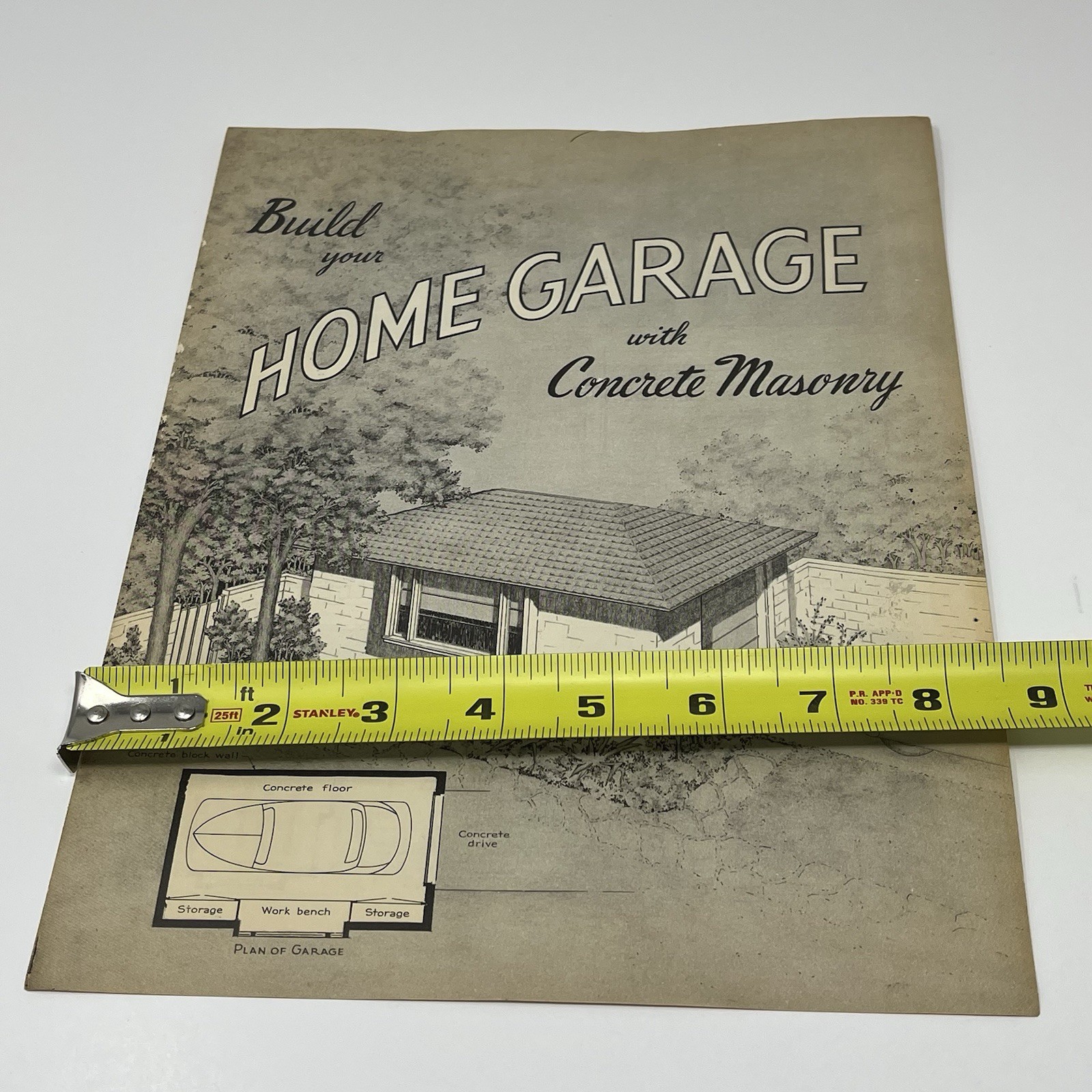 1949 Portland Cement Build Your Home Garage With Concrete Masonry Blueprint Plan