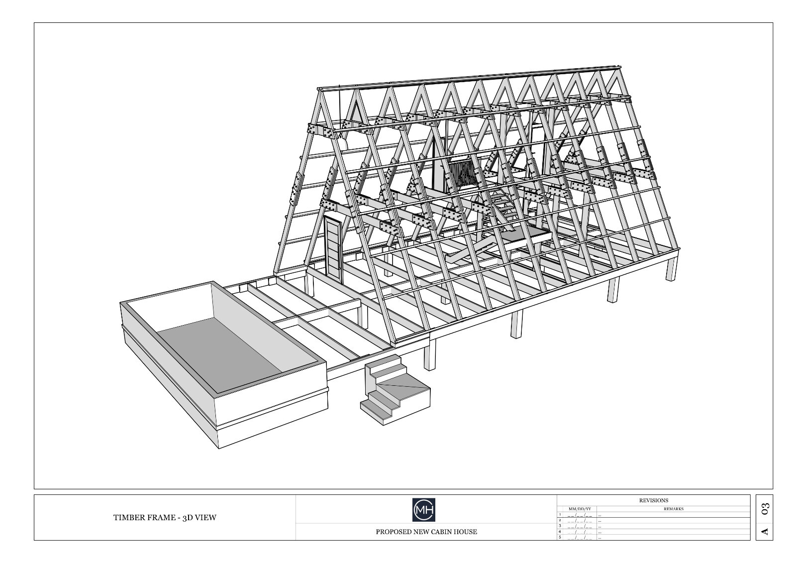 A-Framed Cabin House With Pool | PDF and AutoCAD File For BluePrint Plans