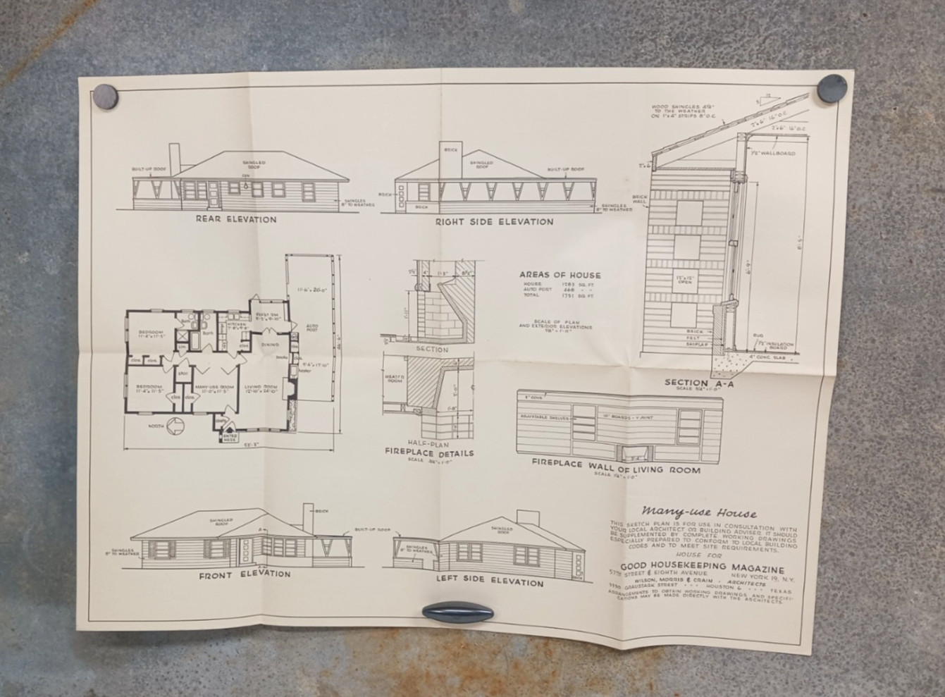 VTG 1940s 1950s Good Housekeeping Mid Century Modern Many Use House Floor Plan