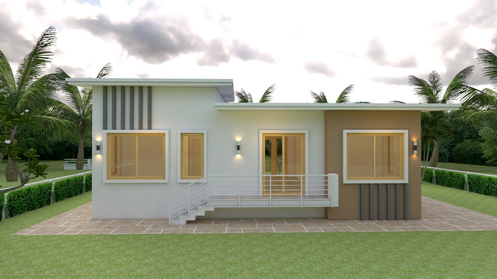 House Plan 12×12 Meter 39×39 Feet 4 Beds 2 Baths Shed Roof PDF (A4 Hard Copy)