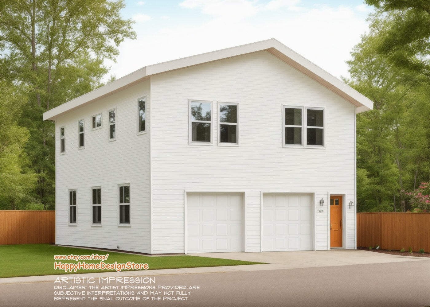 Two Car ADU Garage Apartment 30′ x 30′ – Architectural Plan with Elevations & Ma
