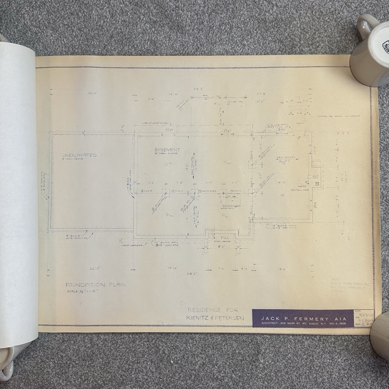 1960’s VTG Mid Century Modern House Blueprints Plan Kisco NY Complete 7 Pages