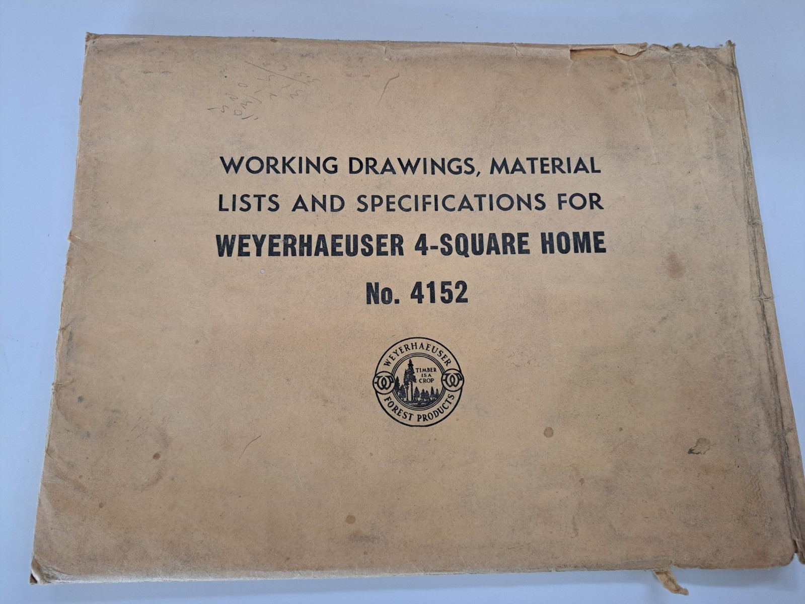 WEYERHAEUSER 4-SQUARE HOME DESIGN PLANS 4152 COMPLETE 1950s ARCHITECTURE DAMAGED