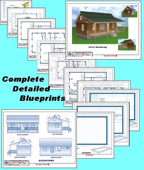 16’x 36’ Cabin w/ 2 Loft Plans Package, Blueprints, Material List