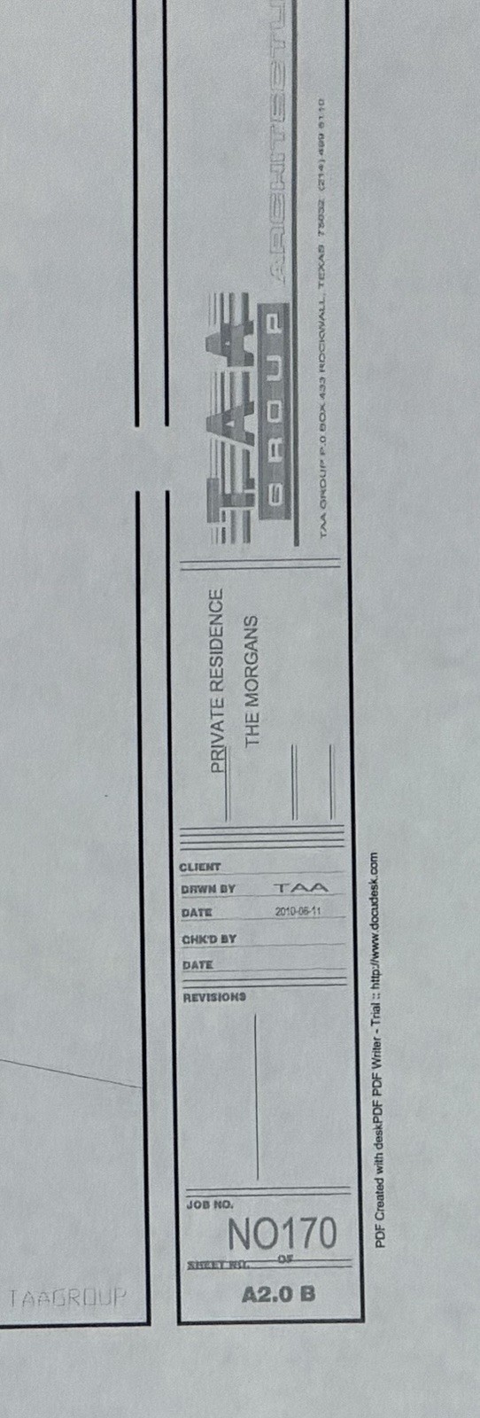 Custom Home Architectural Blueprint Elevation Drawings TAA Group 2010 Plans
