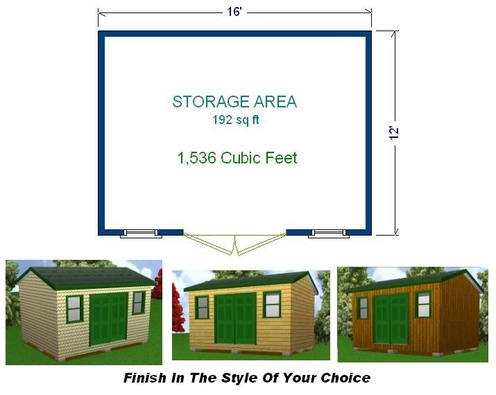 12×16 Storage Shed Plans Package, Blueprints, Material List & Instructions