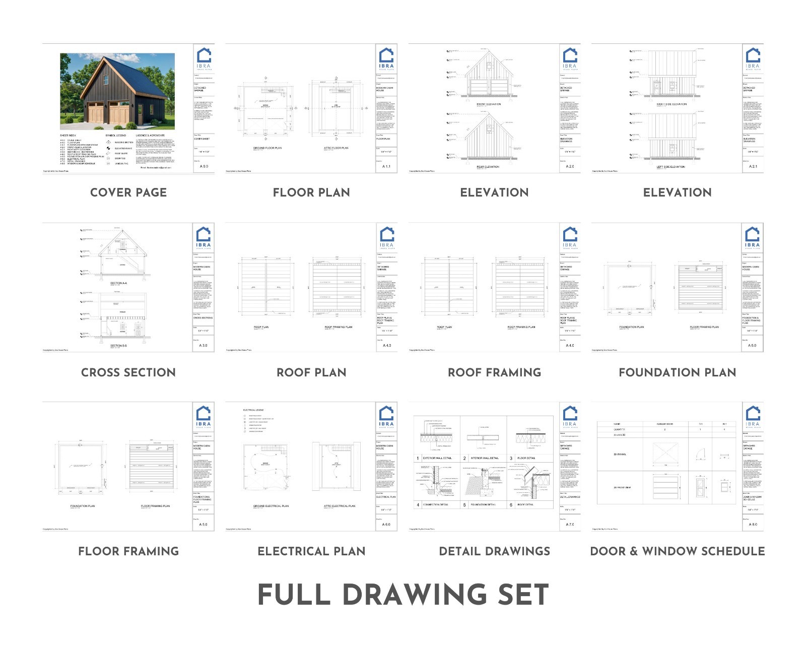 24′ x 24′ Two Car Garage, Detached Garage, 576 Sq Ft, 9 ft Walls, Attic Room