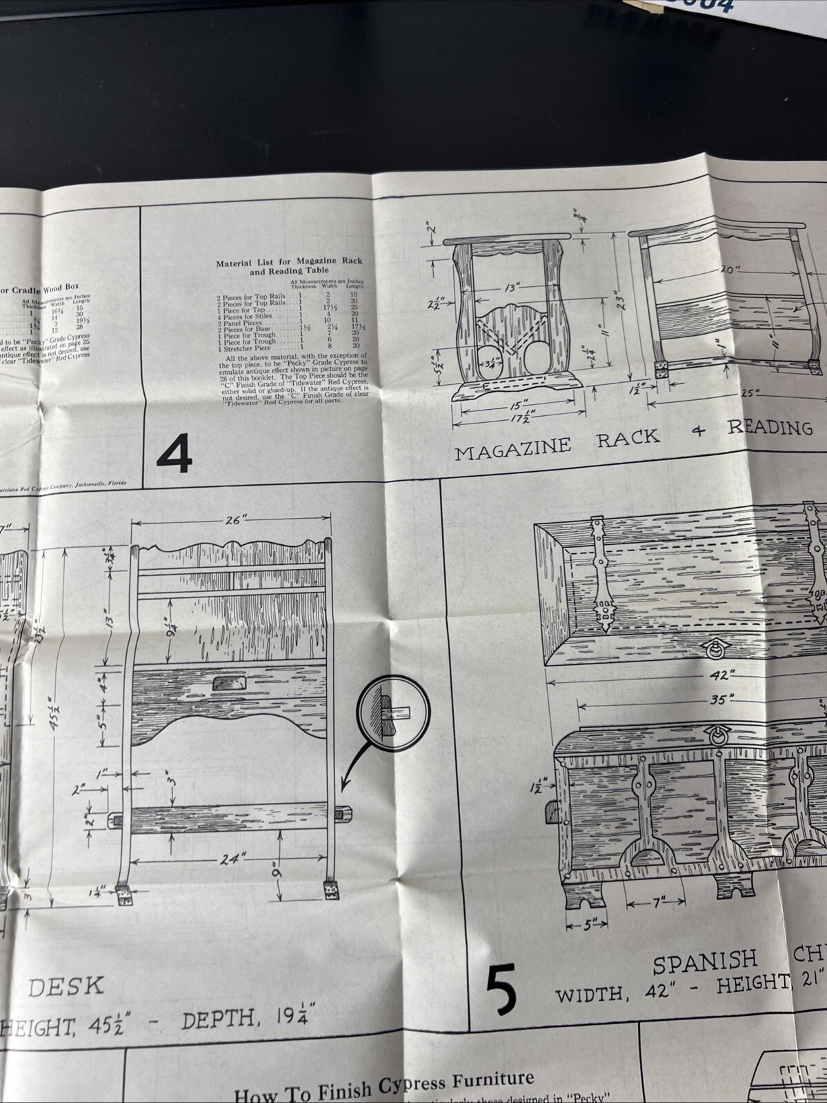 VTG Southern Cypress Furniture Plans Blueprints Desks Chairs Tables