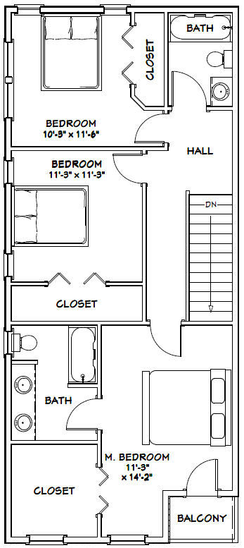 40×42 House — 3 BR 2.5 Ba 1-RV Garage – PDF Floor Plan – 1,619 sqft – Model 2E