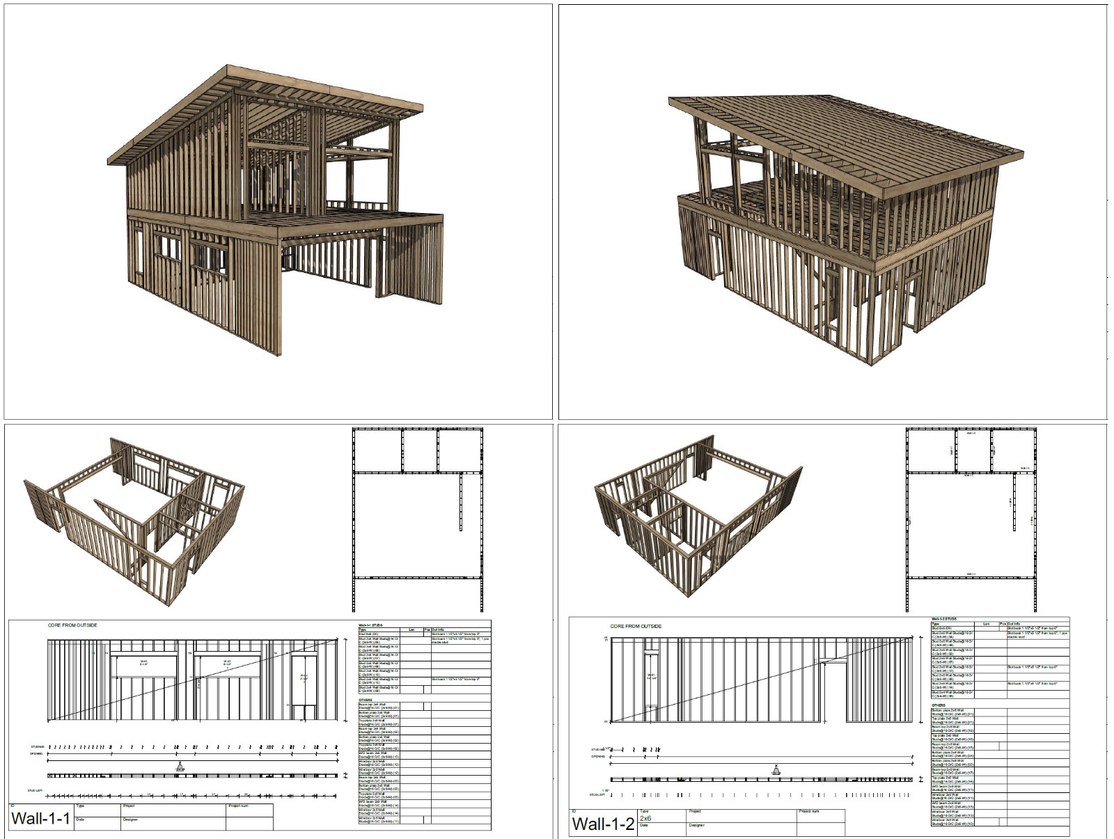 2 car ADU Garage Apartment 1 Bed, 2 Bath Architectural Build Plans PDF Download