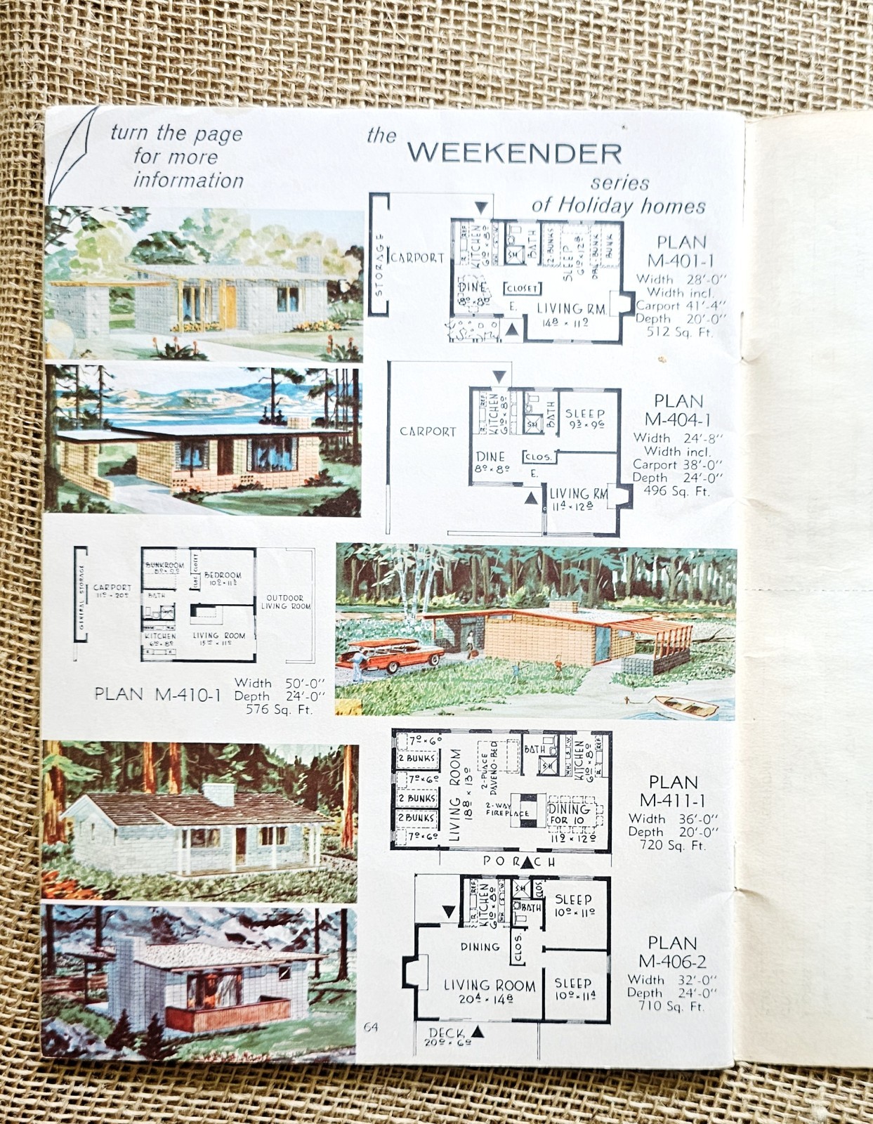 1959 Block Masonry Home Building Plan Service Floor Plan Book Portland