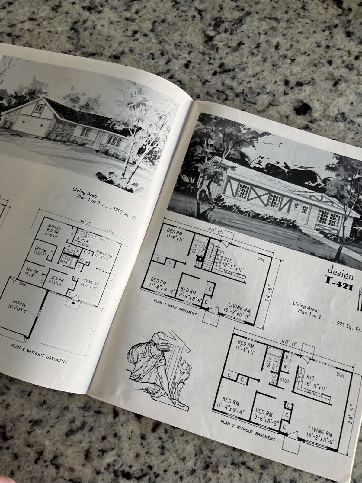 Vintage 1972 MCM Spanish Tudor Home Plans Design Catalog Blueprints Ranch Split