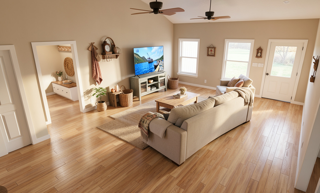 Farmhouse Plan: 1,565 (Living) Sqft-3 Bedroom-2 bath-2 car Garage