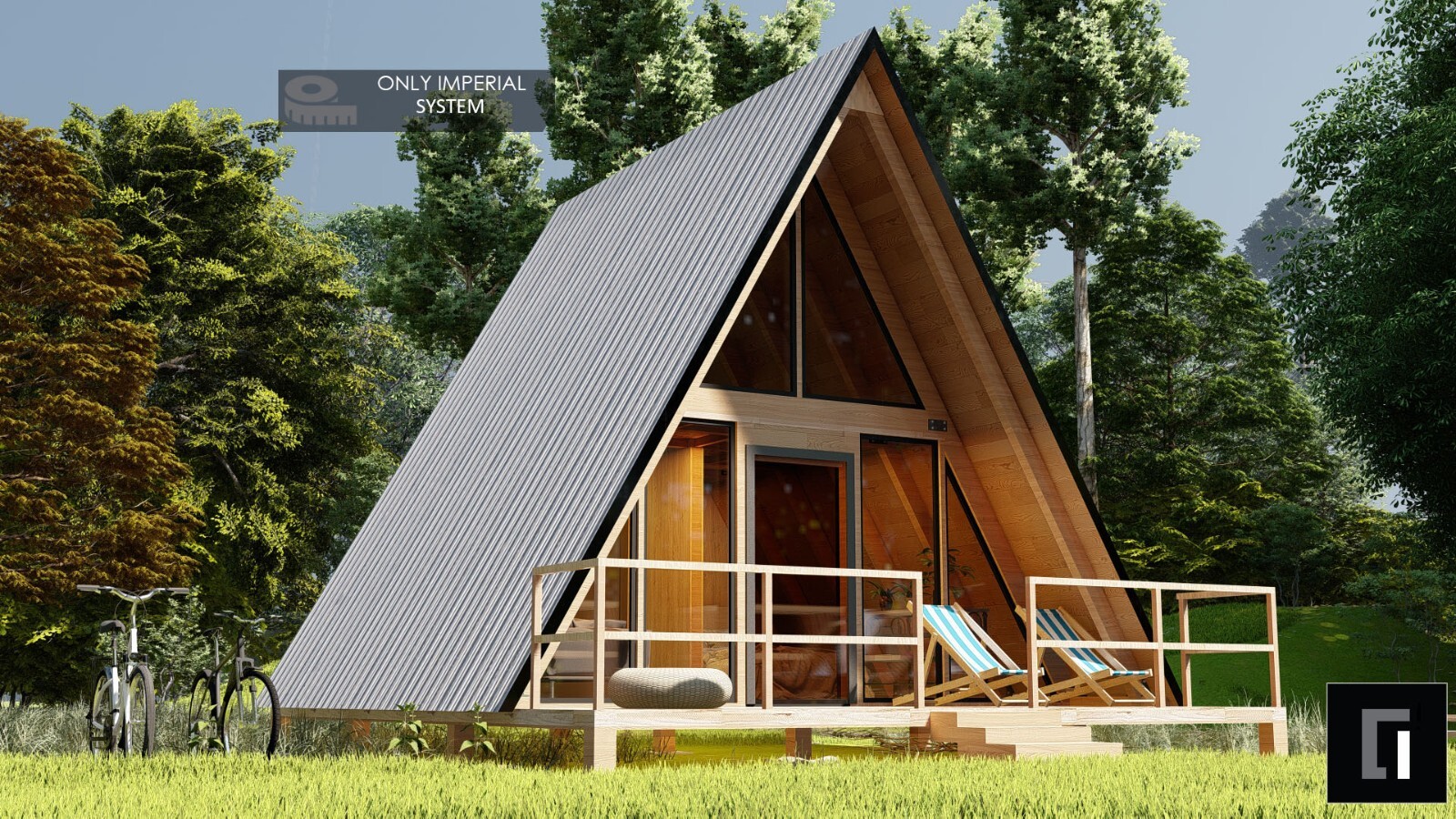 A-Frame House Cabin Plans -250SF- Blueprints – Modern, Bathroom and Loft