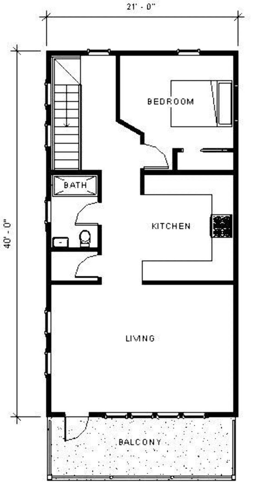 Narrow Cypress I Two level (21×40′) Custom House Plans and Blueprints