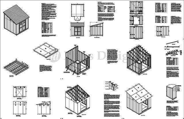 10′ x 10′ Deluxe Shed DIY Plans Lean To #D1010L, Material List & Instructions