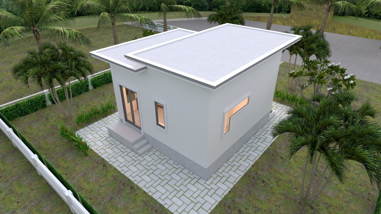 20×20 Feet Small House Design 6×6 Meter 1 Bed 1 Bath Flat Roof (A4 Hard Copy)