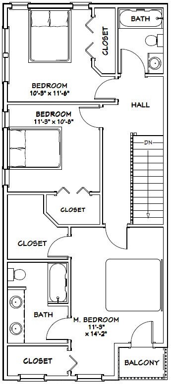 40×42 House — 3 BR 2.5 Ba 1-RV Garage – PDF Floor Plan – 1,619 sqft – Model 2B