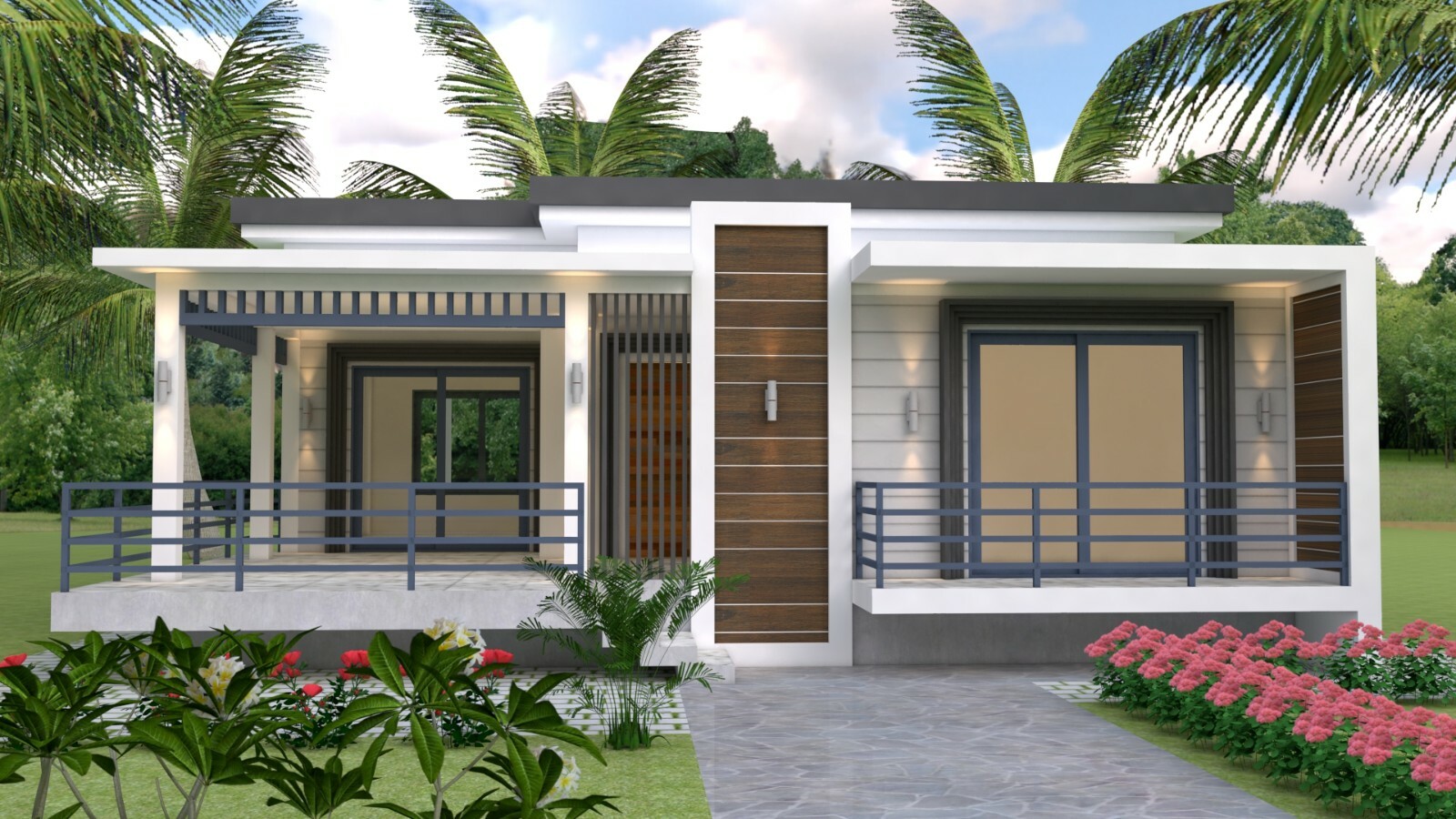 Modern House Plans 10×13 Meter 33×43 Feet 3 Beds 2 Baths Concrete Slab Hard Copy