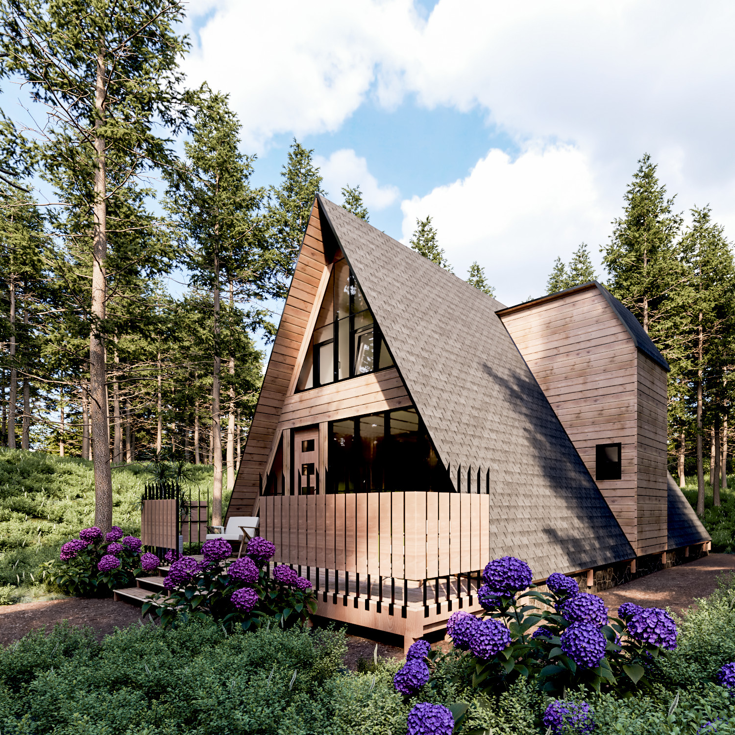 A-Framed Cabin House Plan DWG CAD File And PDF For Blueprint Plans – 1417sqft