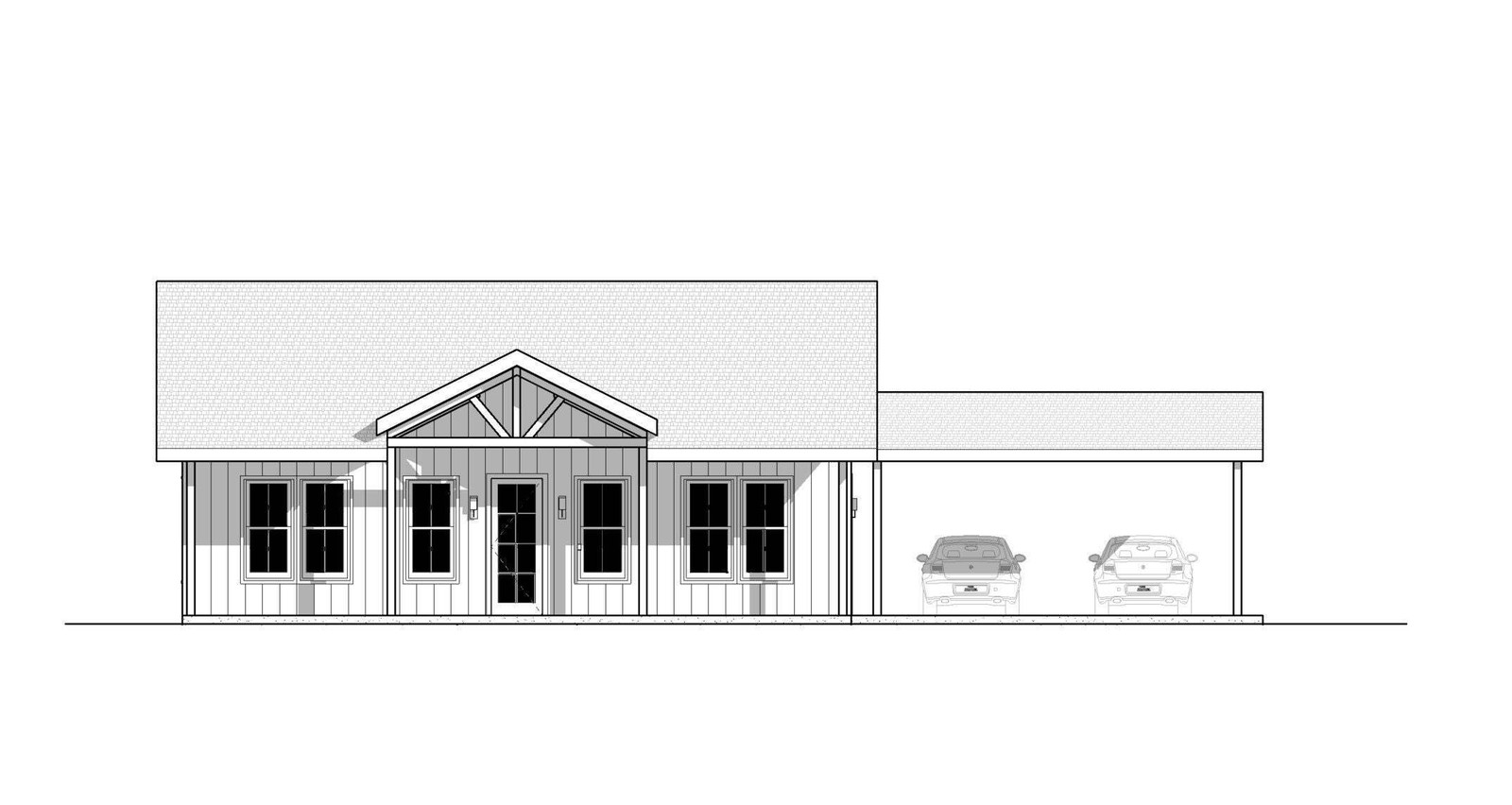 Classic Compact Barndominium 2 car carport – 2 bed 2 bath (39’x30′) 1170 SF Cust
