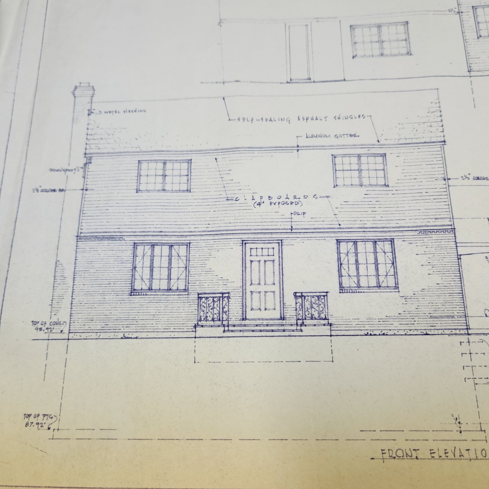 Vintage House Blueprint 33×17 1964 Mid Century Modern Drawing Art Glen Ellyn IL