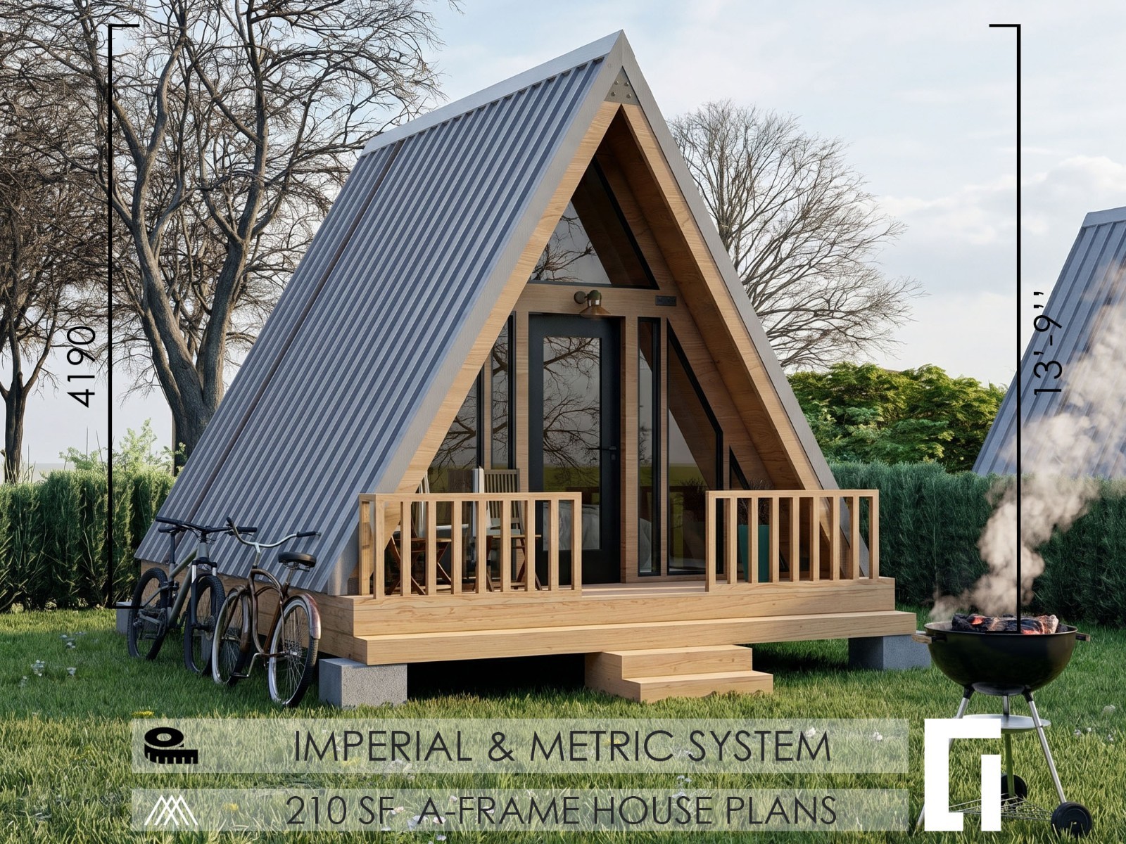 210 Sq Ft A Frame Cabin Plans House Plans Blueprints