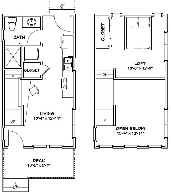 14×26 Tiny House — 493 sq ft — PDF FloorPlan — Model 1A