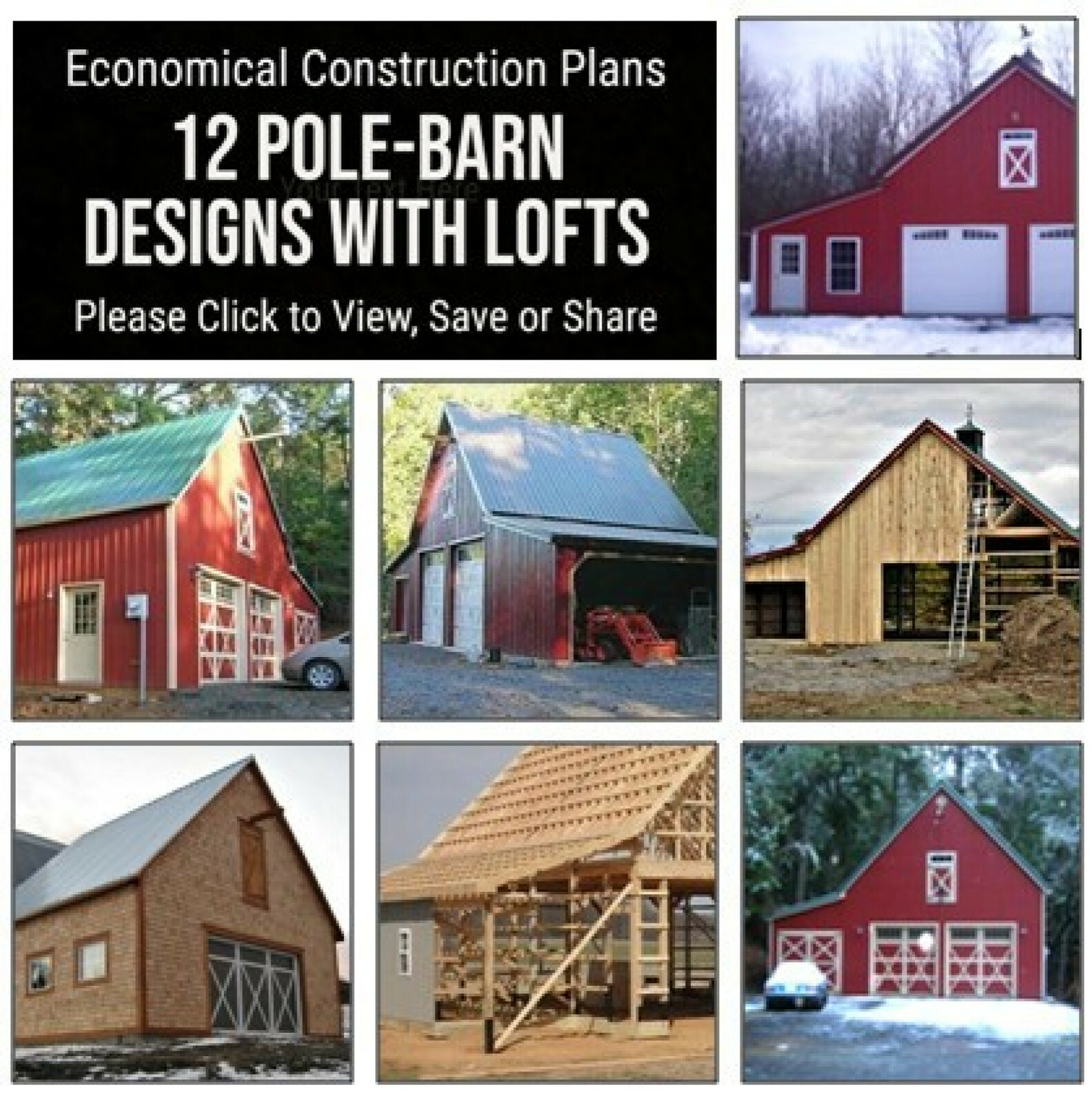 12 Pole-Barn Layouts with Lofts – Complete Construction Plans (B6)