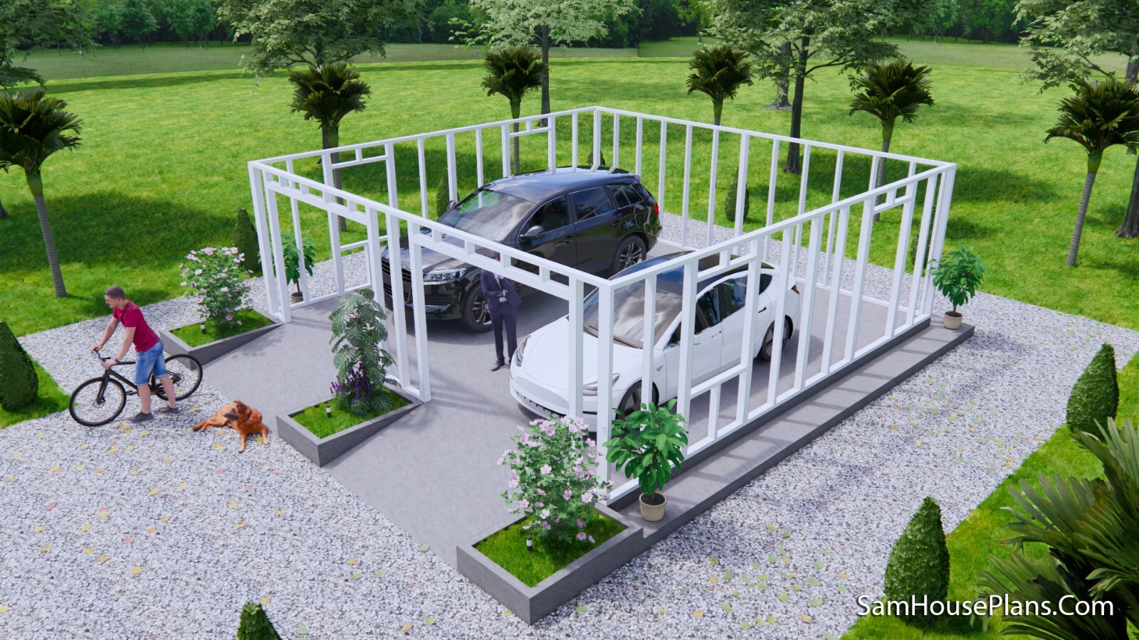 24×24 Feet 7.3×7.3 Meter 2 Cars Garage Shed Plan PDF Plans (A4 Hard Copy)