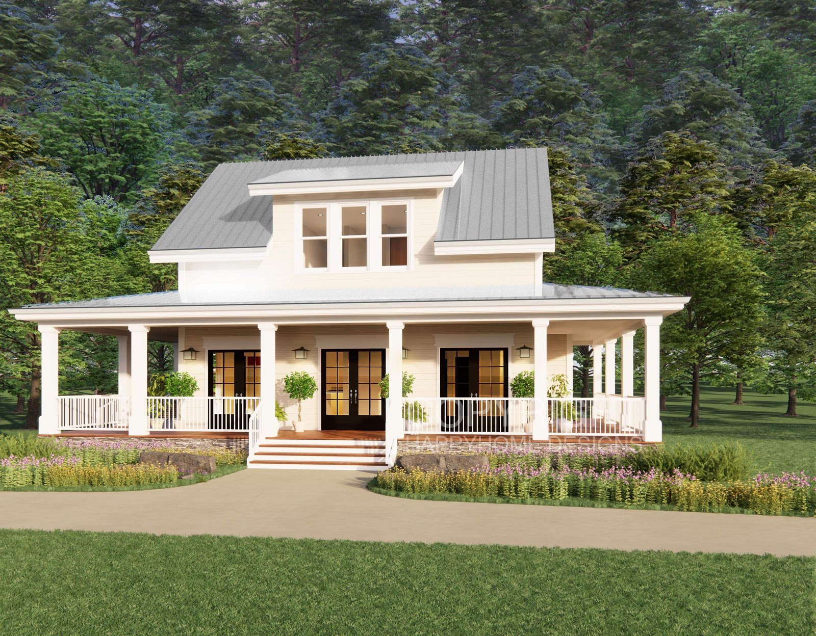The Cottage Farmhouse Plan 3 bed 3.5 bath (51’x48′) Custom House Plans and Bluep