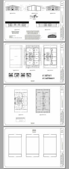 30×40 Duplex — 2 Bedroom 1 Bath — 1,200 sq ft — PDF Floor Plan — Model 4A