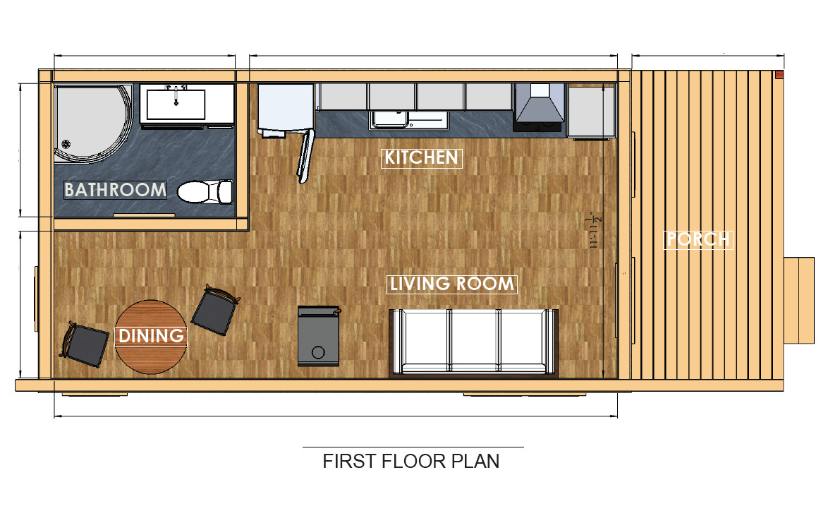 13’x31′ Tiny House Home Cabin Loft DIY Architecture Build Plans, PDF Download.