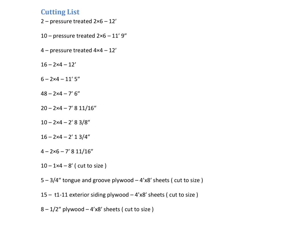 Construct101 12×12 Traditional Shed Plans with Material and Cutting List