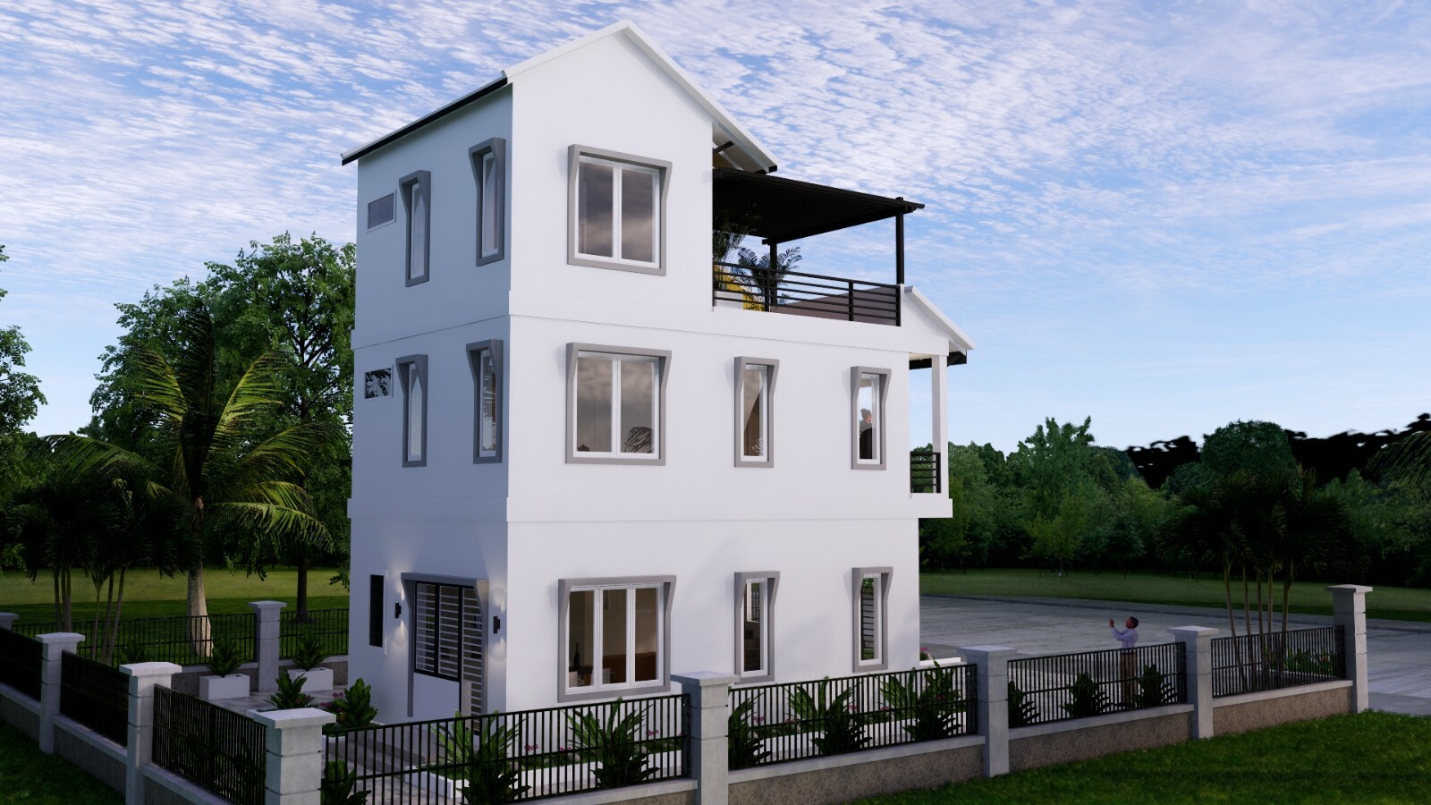 Small House Design 5.5×8 Meter 18×26 Feet 3 Beds 4 Baths Gable Roof A4 Hard Copy