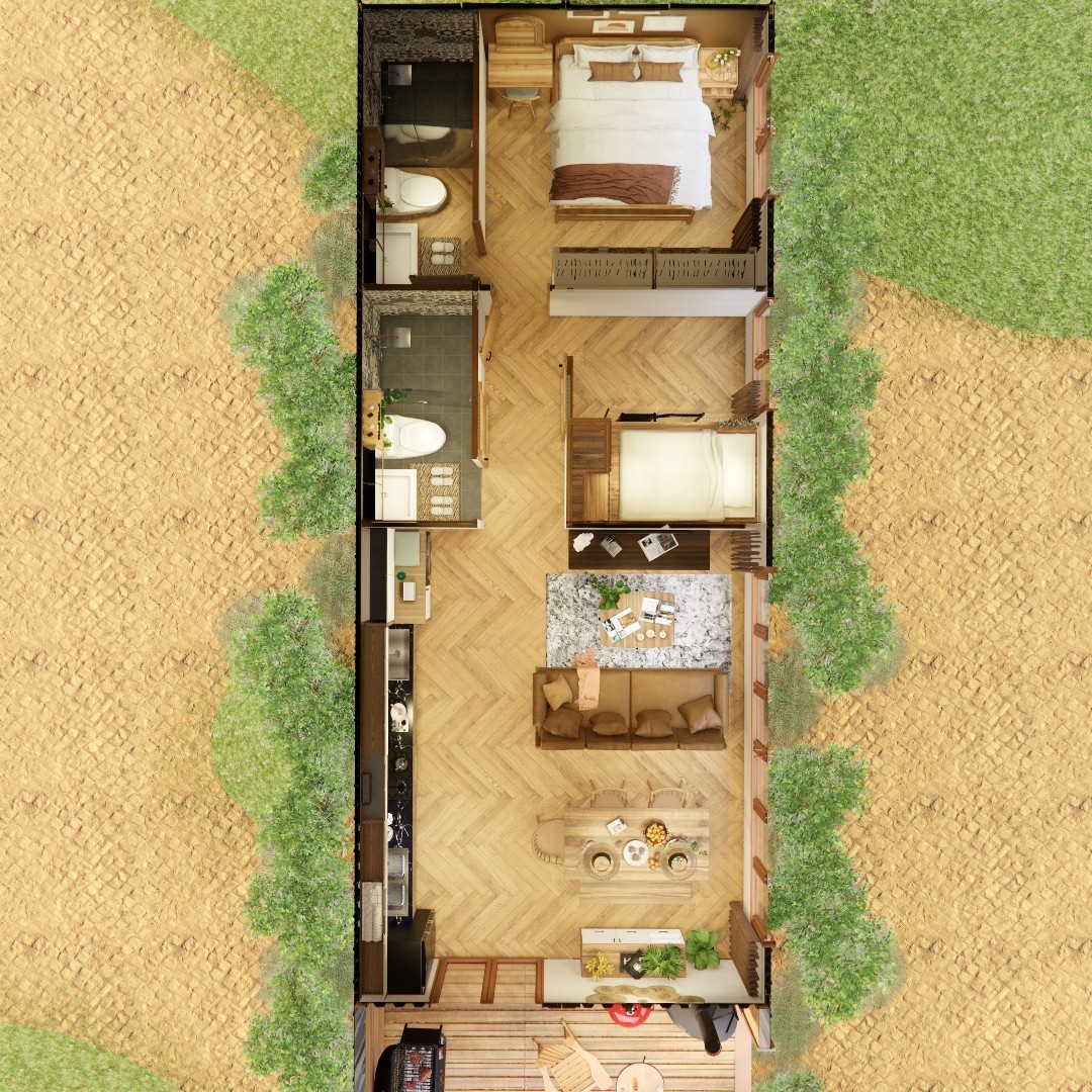 Container house plans – 2 bedrooms – 2 bathrooms – Digital PDF File