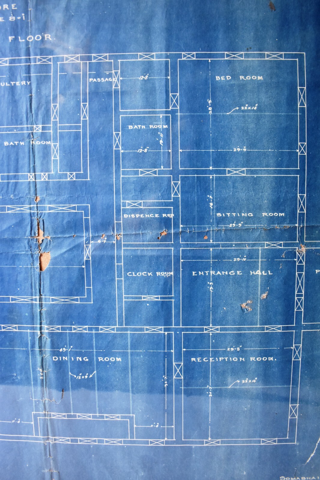 Antique Lal Bagh Palace Indore Architectural Plan & Lay-Out Of Ground Floor 1926