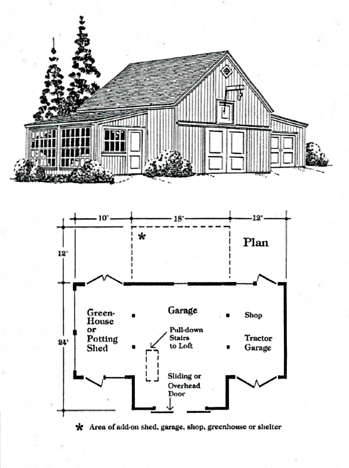 6 Gardeners’ Barn and Garage Designs – Complete Pole-Barn Building Plans (B10)