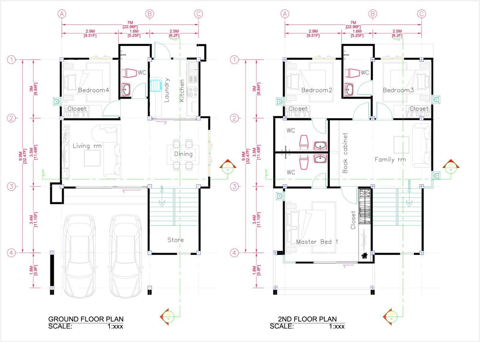 Small House Plan 7.5×11.7 Meter 25×40 Feet 4 Beds Full PDF Plans (A4 Hard Copy)