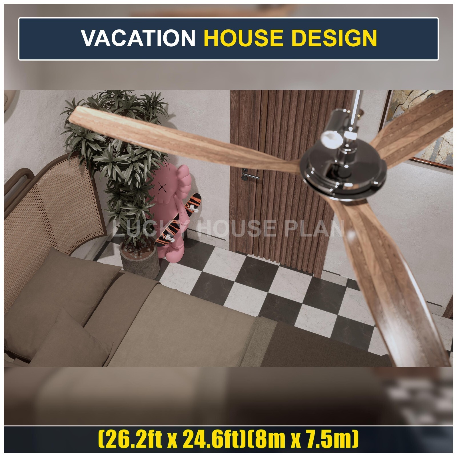 Vacation House Design, 2 Bedrooms 3 Bathrooms, PDF+DWG+3D SketchUp