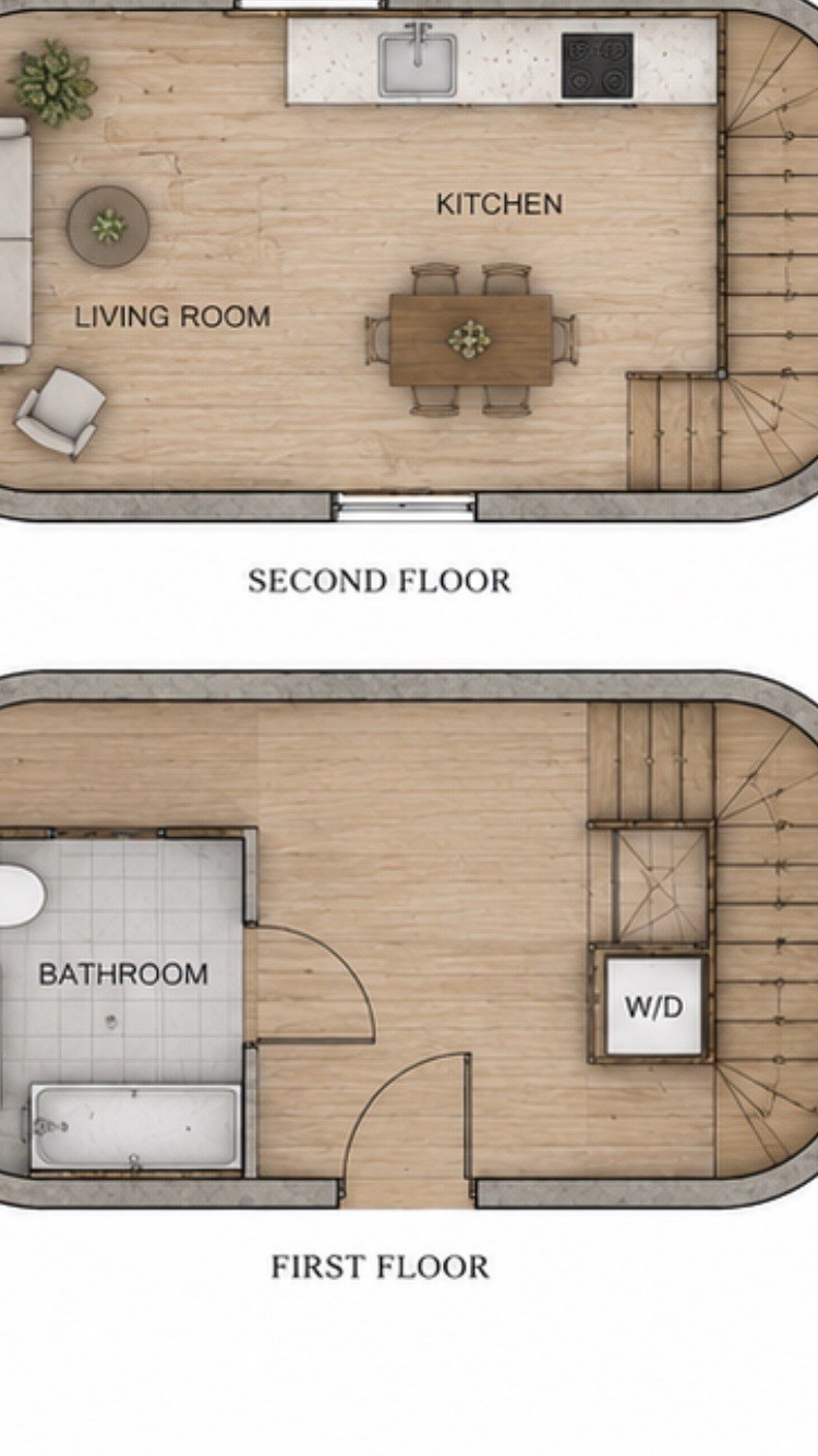 Tiny Home House Plans One Bedroom One Bathroom Three Floors
