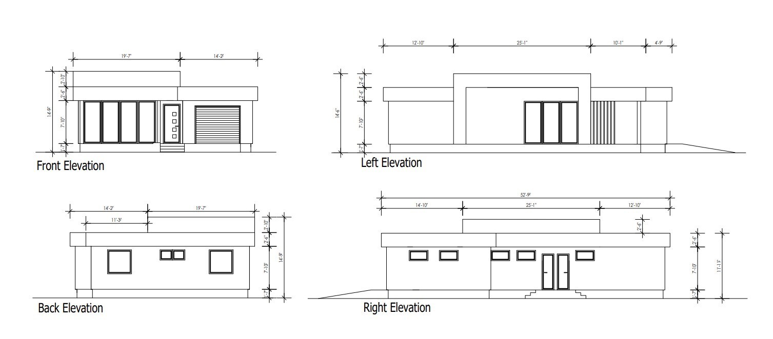 Modern 2 Bedroom 2 Bathroom House Floor Plan Flat Roof, 1145 Square Feet/106 m2