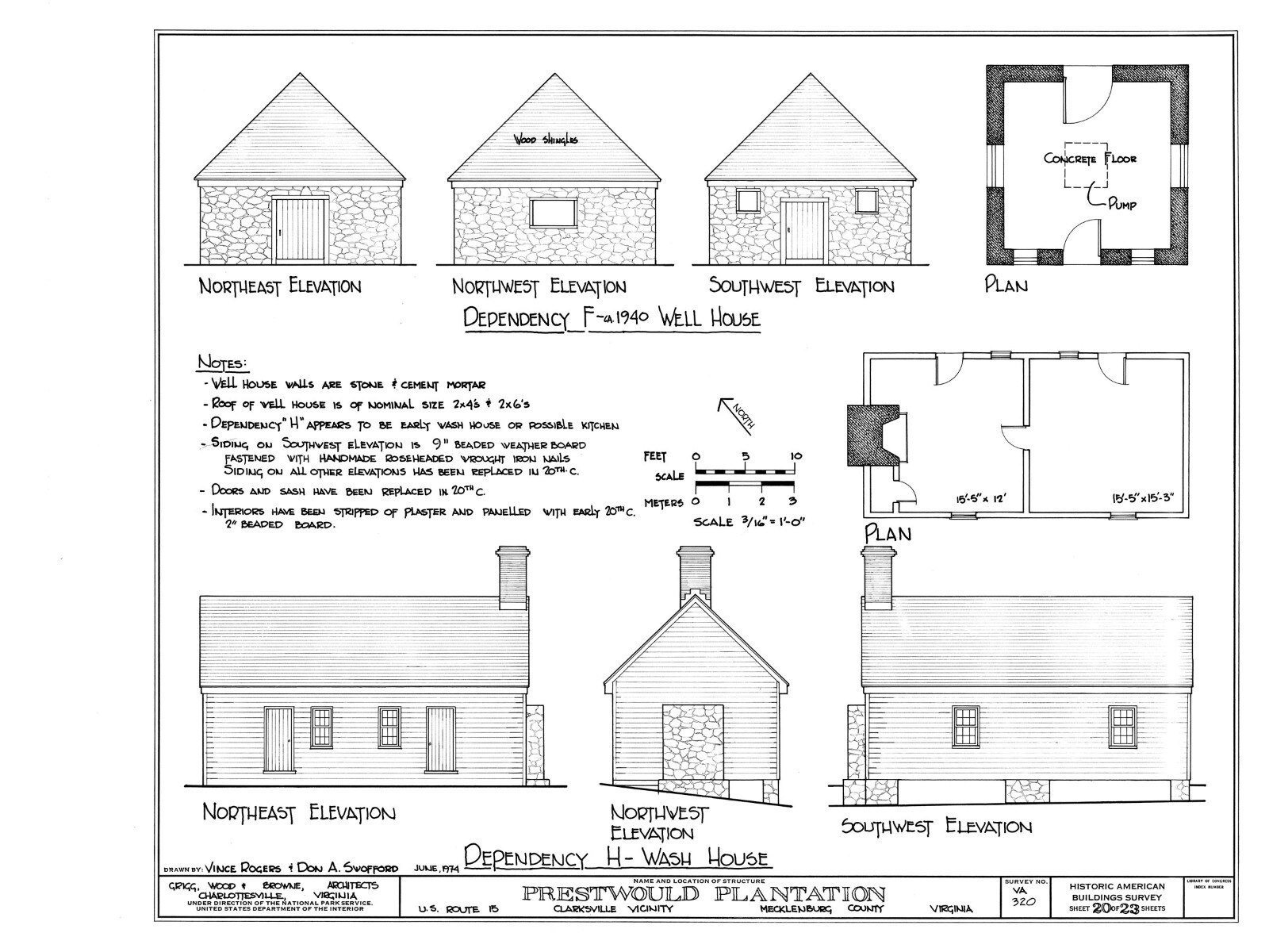 Architectural Home Plans, Prestwould Virginia Plantation Mansion w/ cottages