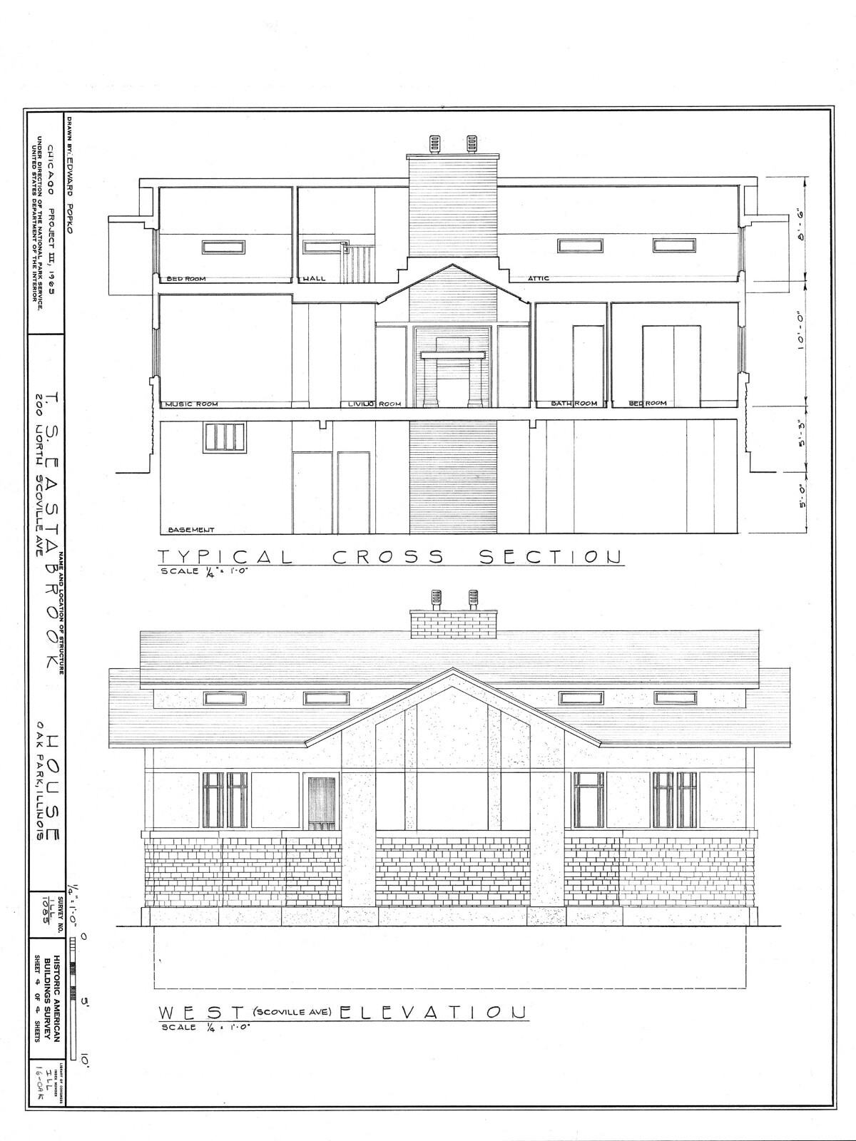 Prairie Style House, single story design, wood & stucco home, PRINTED PLANS