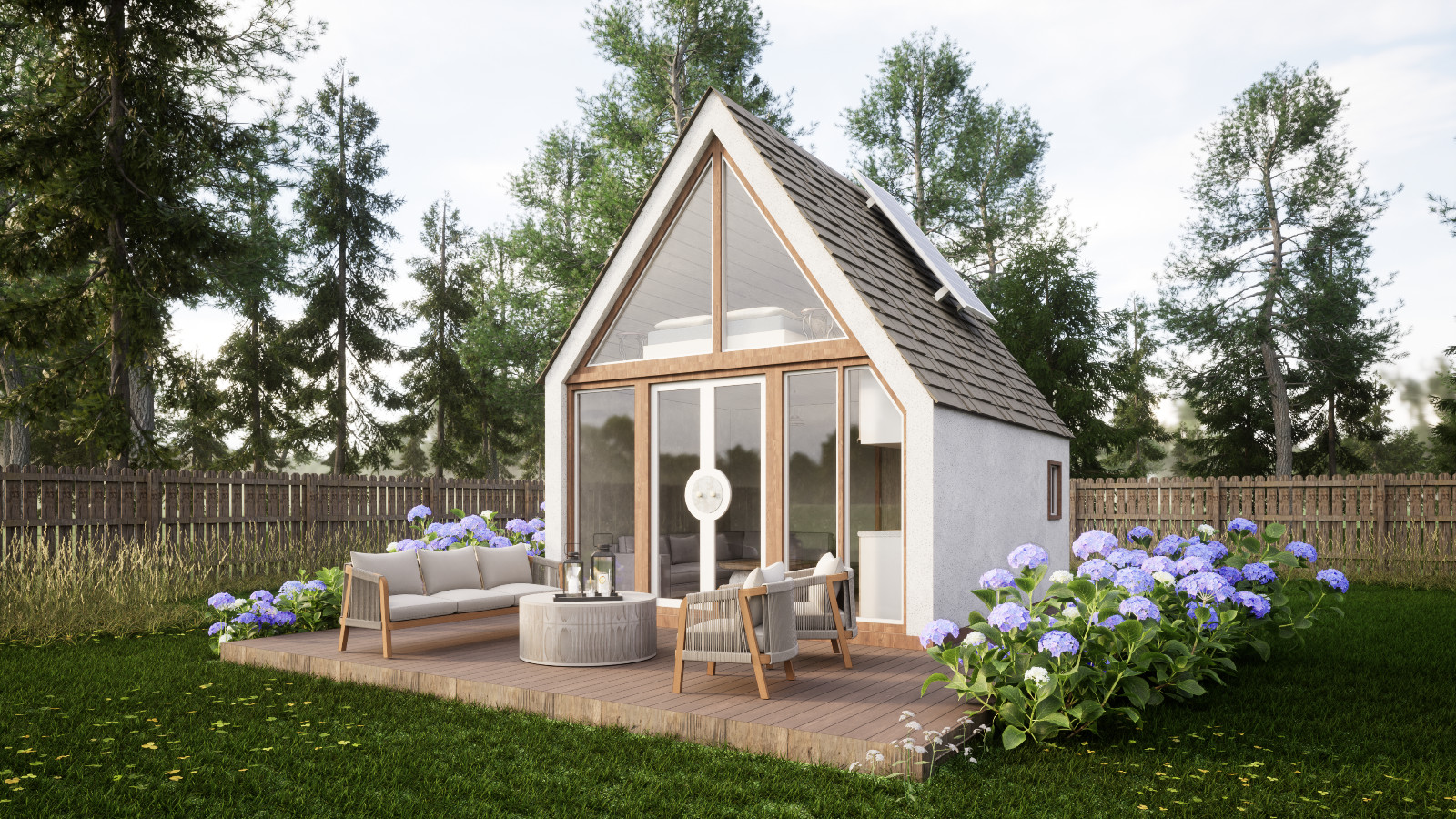 Modern American Style Tiny House Plan & 3D Images with PDF for Blueprint/DWG