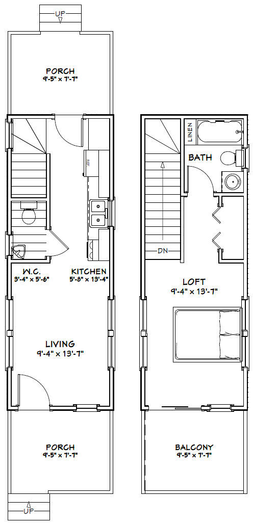 10×28 Tiny House — 475 sq ft — PDF Floor Plan — Model 3