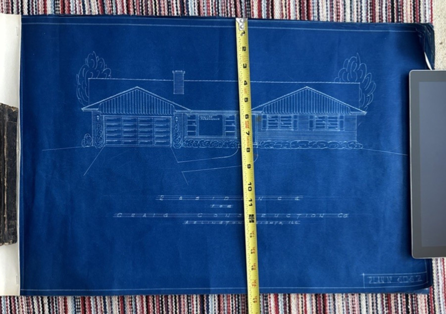 Vintage 1950s Original Blueprints Set – Mid Century Ranch House