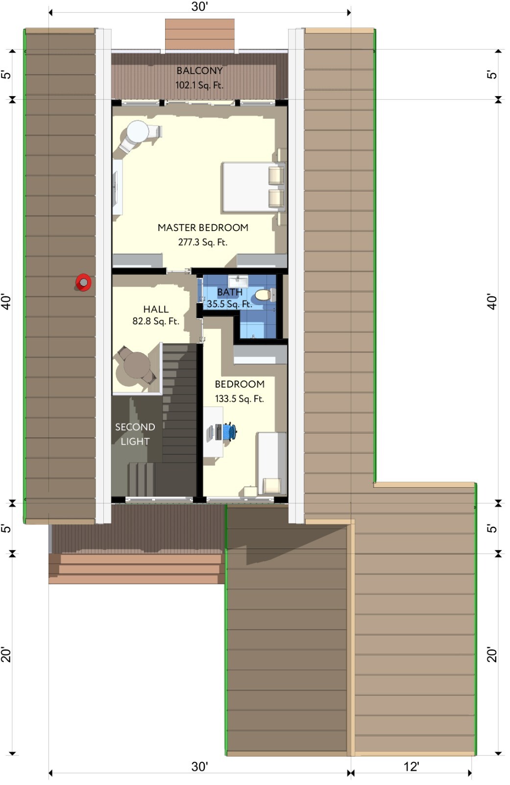 42’x70′ 2 Bed, 2 Bath A-Frame Cabin Architectural Build Plans PDF Download