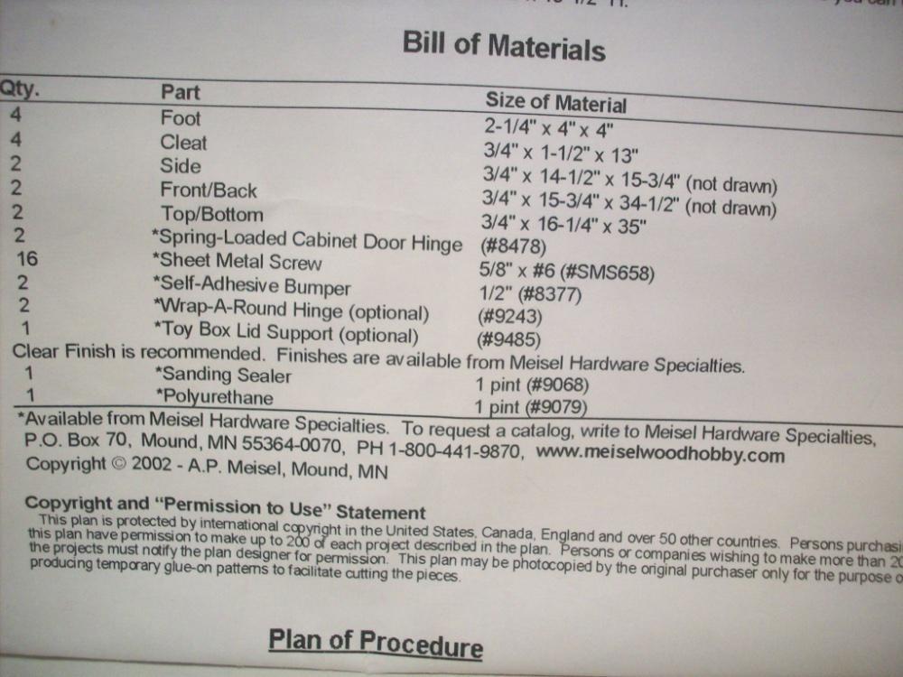 Pine Wood Chest – Plans and Bill of Materials – Meisel Hardware Specialties
